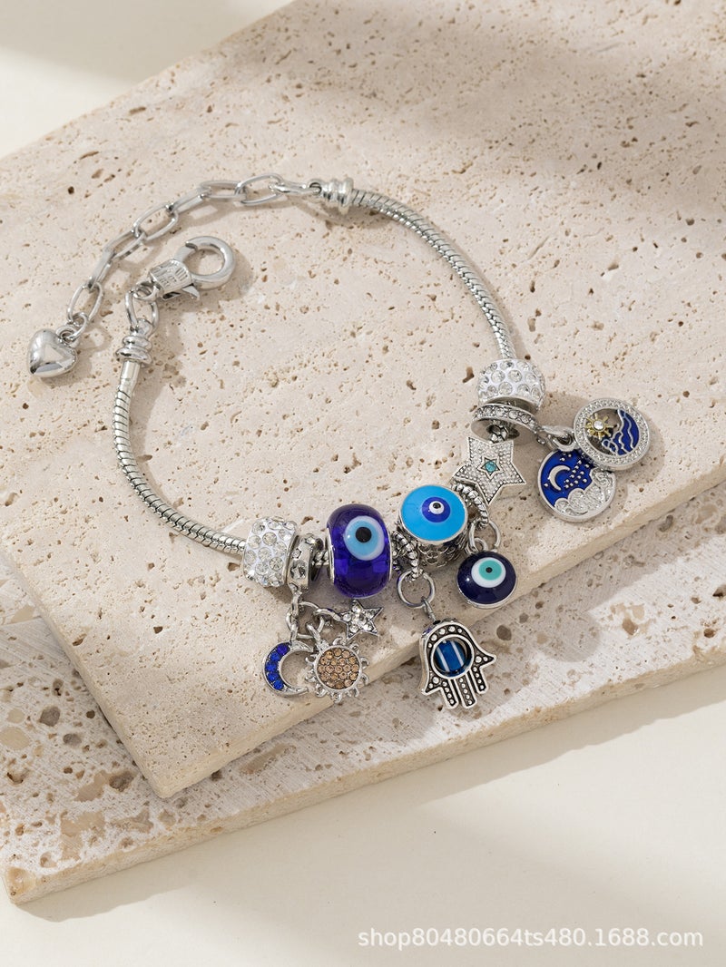 Panjia Bracelet Explosions Diy Beaded Bracelet Devil'S Eye God'S Hand Sun Moon Diamond Fashion First Jewelry - Image 1